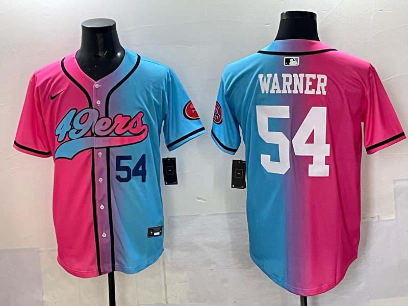 Men 2025 San Francisco 49ers #54 Warner Pink Blue pink Nike Limited NFL Jersey 001